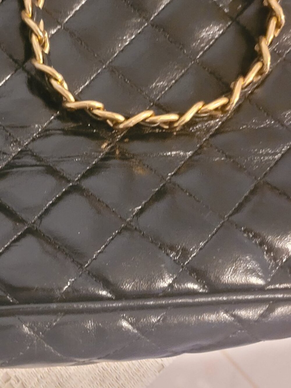Vintage Capica Black Quilted Leather Tote Bag Made in Italy - Picture 4 of 9